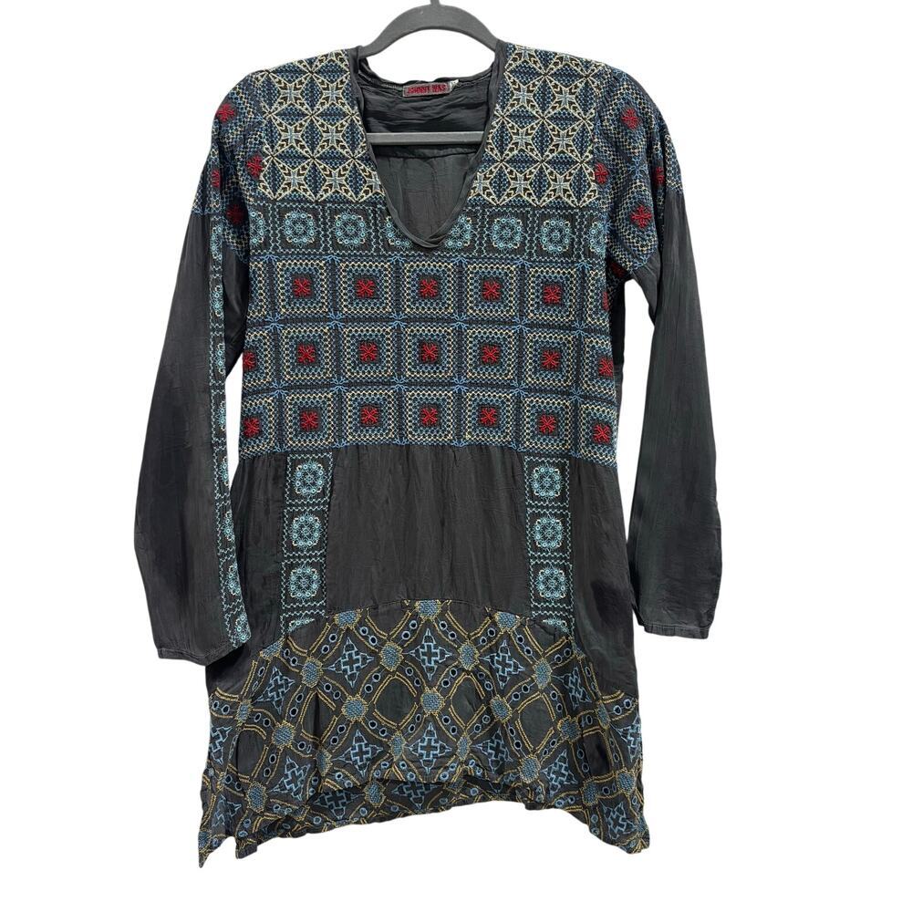 Johnny Was Embroidered Long Sleeve Tunic Top  Size s/XS boho festival fairy goth - Picture 3 of 11